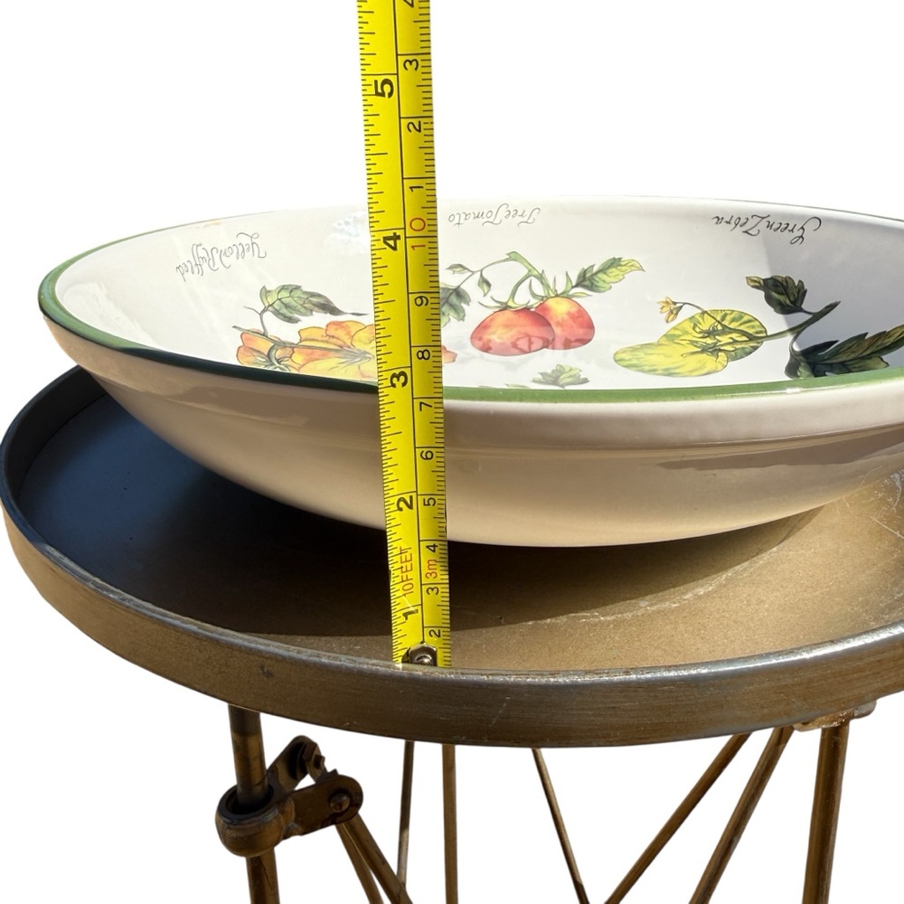 Williams Sonoma Heirloom Tomatoes Large Pasta Serving Bowl 13” Round Green Rim - Picture 6 of 8